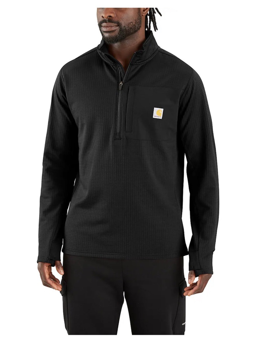 Carhartt Black Long-Sleeve Relaxed-Fit 1/4 Zip pull on